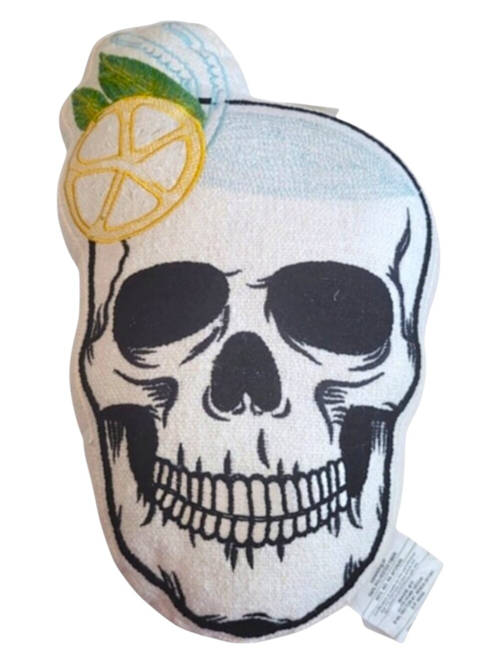Summerween Skull Accent Pillow Lemon Halloween Gothic Home Decor NWT